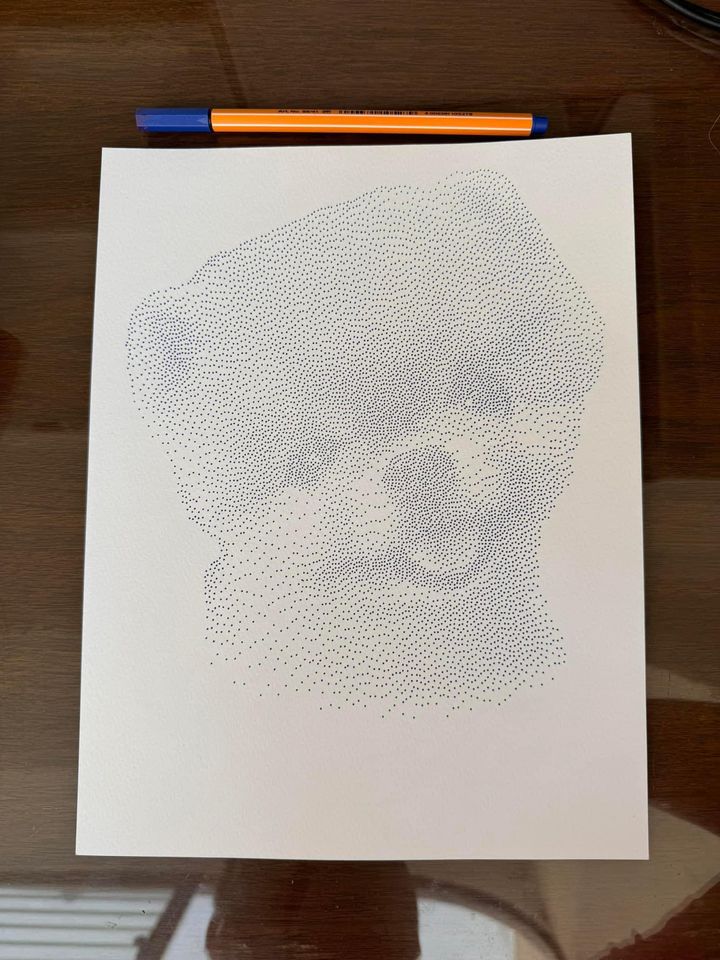 Pomeranian Pointillism Drawing