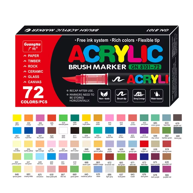 Acrylic Markers Brush Tip For Rock Painting, Wood, Canvas, Stone,Christmas Gift, DIY Crafts