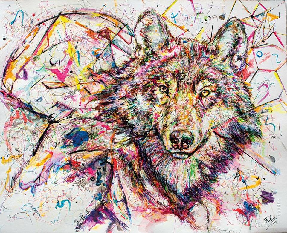 Cuetlachtli  Wolf Art Elias Zacarias