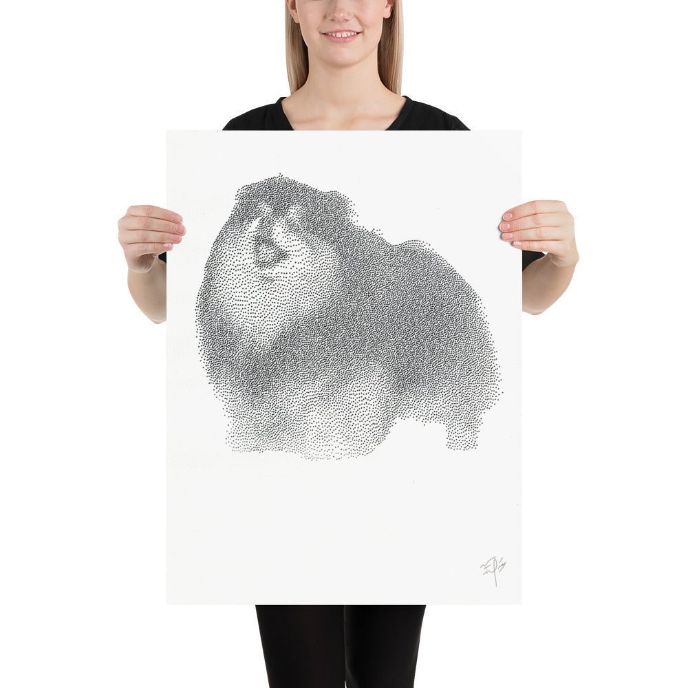 Pomeranian Drawing Pointillism Poster